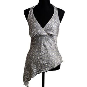 Womens Med Halter Top Y2K Festival Asymmetrical Hem Babydoll Indie Medallion
